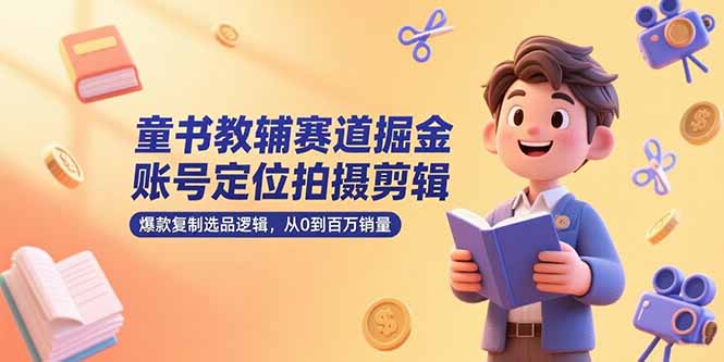 (15326期)童书教辅赛道掘金,账号定位拍摄剪辑,爆款复制选品逻辑,从0到百万销量众成网-学无止境-中创网zibi