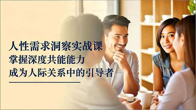 (16683期)人性需求洞察实战课,掌握深度共感能力,成为人际关系中的引导者众成网-学无止境-中创网zibi