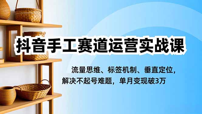 (16667期)抖音手工赛道运营实战课,流量思维、标签机制、垂直定位,解决不起号难题,单月变现破3万众成网-学无止境-中创网zibi