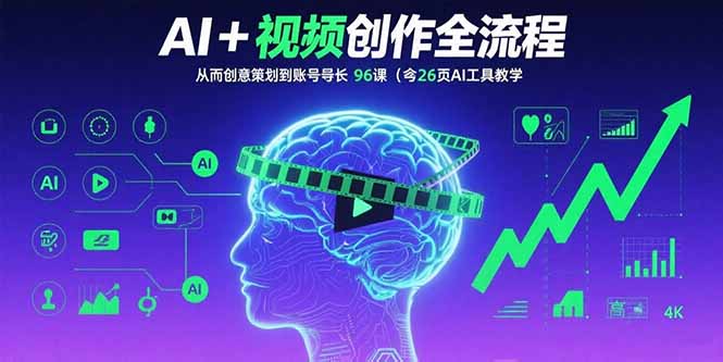 （15869期）AI+短视频创作全流程：从创意策划到账号增长，96节课(含26项AI工具教学)众成网-学无止境-中创网zibi