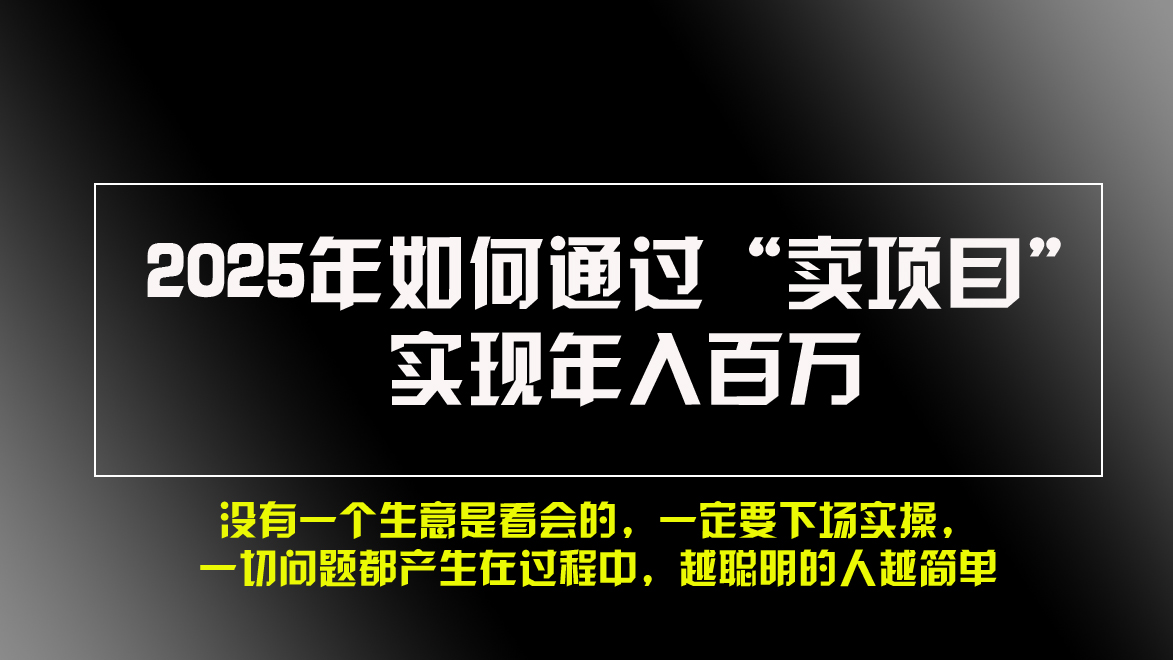 (13468期)2025年如何通过“卖项目”实现年入百万,做网赚必看!!众成网-学无止境-中创网zibi
