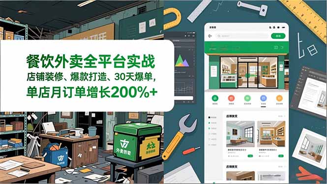 (16978期)餐饮外卖全平台实战,店铺装修、爆款打造、30天爆单,手把手教学,单店月订单增长200%+众成网-学无止境-中创网zibi