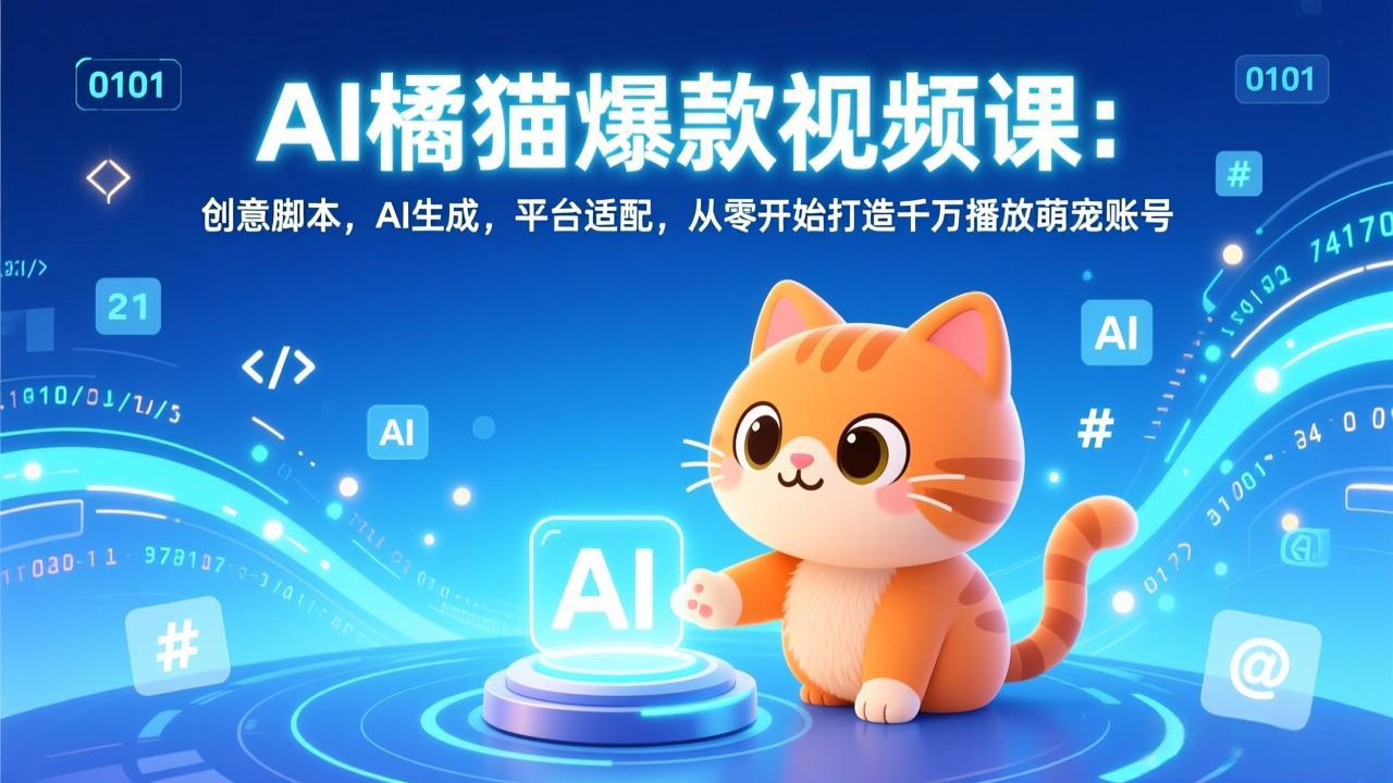 (17091期)AI橘猫爆款视频课:创意脚本,AI生成,平台适配,从零开始打造千万播放萌宠账号众成网-学无止境-中创网zibi
