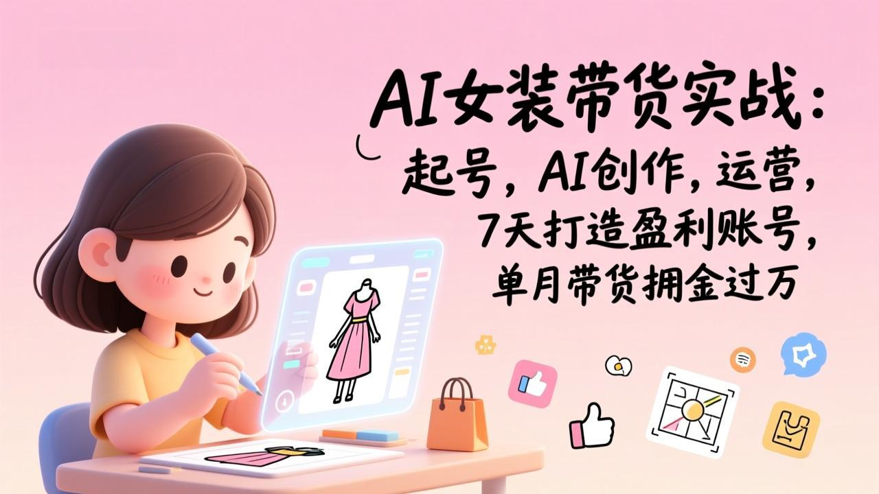 (17088期)AI女装带货实战:起号,AI创作,运营,7天打造盈利账号,单月带货佣金过万众成网-学无止境-中创网zibi