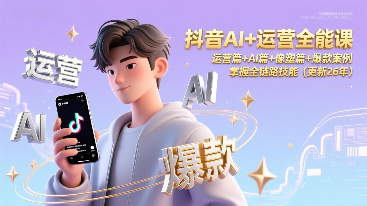 （17078期）抖音AI+运营全能课，运营篇+AI篇+像塑篇+爆款案例，掌握全链路技能（更新26年）众成网-学无止境-中创网zibi