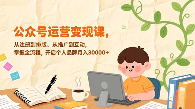 (17067期)公众号运营变现课,从注册到排版、从推广到互动,掌握全流程,开启个人品牌月入30000+众成网-学无止境-中创网zibi
