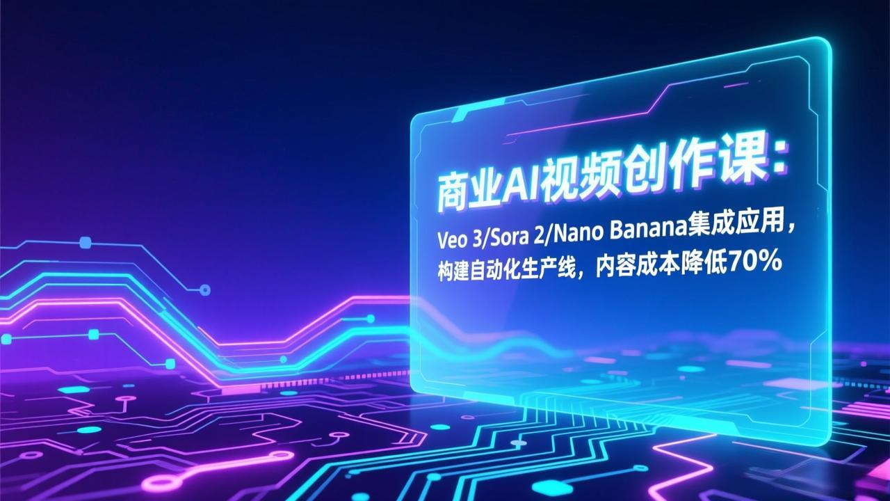 (17070期)商业AI视频创作课:Veo 3/Sora 2/Nano Banana集成应用,构建自动化生产线,内容成本降低70%众成网-学无止境-中创网zibi